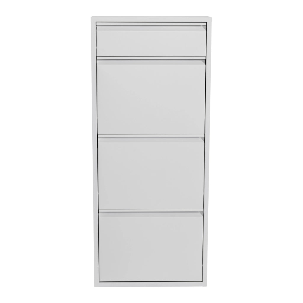 Scarpiera Sokndal con 3+1 Contenitori Ribaltabili Portascarpe in Metallo - Bianco [en.casa]