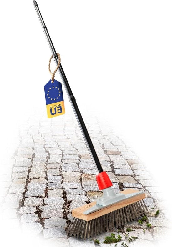 Draadbezem con 4 lamelle in acciaio per l'efficace rimozione della muffa - Aspirapolvere in acciaio per strade e giardini con setole in filo di ferro - Moscaiola e pennello per pizza in un unico prodotto