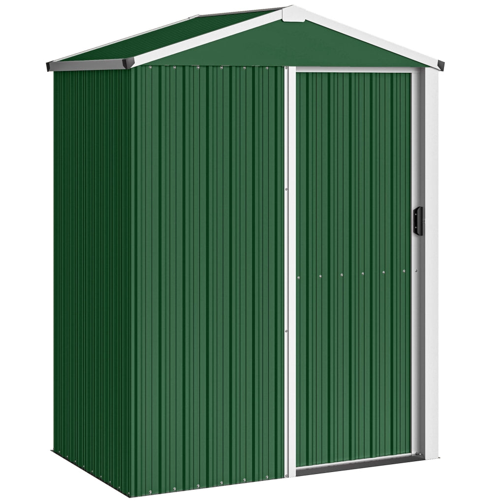 Casetta Box Porta Attrezzi da Giardino 136x87x179 cm Superficie 1.1m² con Porta Scorrevole Bloccabile in Acciaio Verde