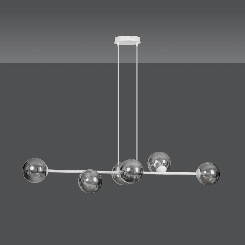 Emibig Rossi lampadario 6xE14 bianco vetro fumé 110cm