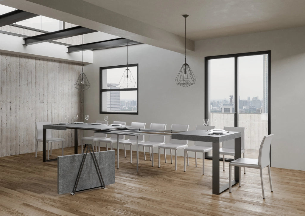 Tavolo allungabile 90x180/440 cm Tekno Cemento telaio Antracite
