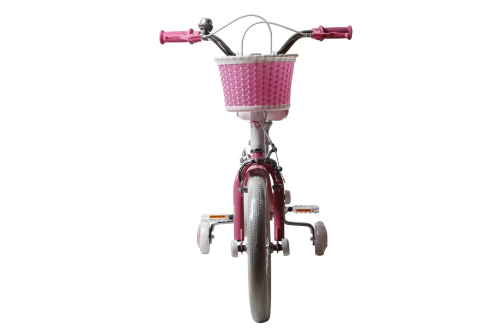 Bicicletta per Bambine Unicorn 14 Pollici con Stabilizzatori Bauletto e Cestino Rosa Rosa