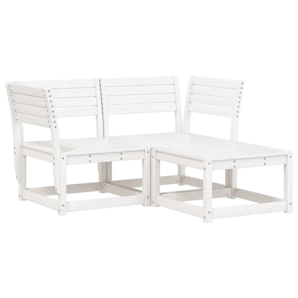 Set Divani da Giardino 3 pz Bianco in Legno Massello di Pino 3216986