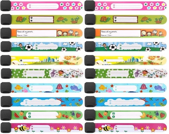 Bracciale d'identità impermeabile - 20 pezzi - Anti-perdita - Realizzato in PVC riutilizzabile - Adatto per feste - Comfortevole - Disponibile in 20 pezzi