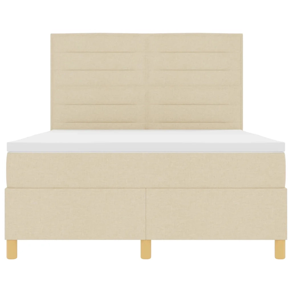 Letto a molle con materasso Crema 160 x 200 cm Tessuto 3339558