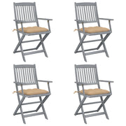 Sedie da Giardino Pieghevoli 4pz con Cuscini in Massello Acacia cod mxl 47755