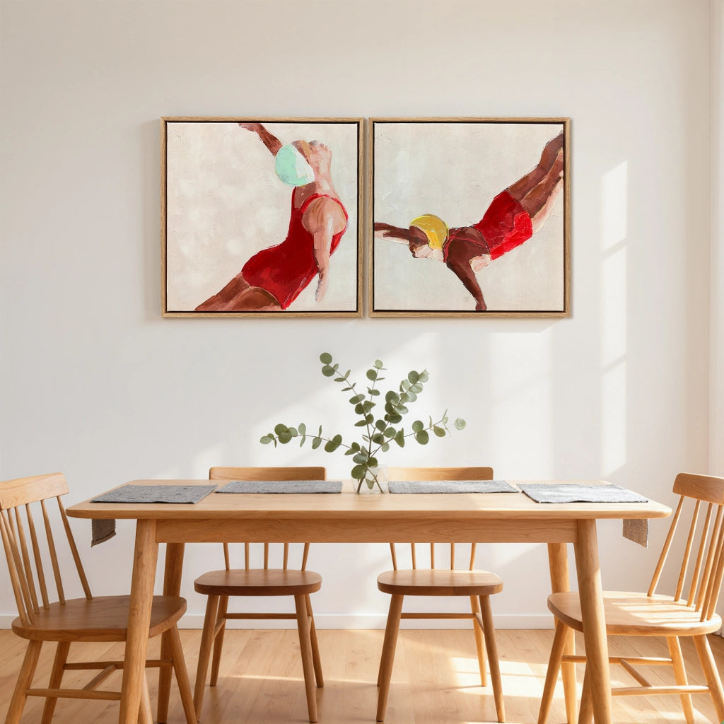 Quadri su Tela Figure Dinamiche ¨C zephmum ¨C Rosso 40x40 cm 2 Pezzi