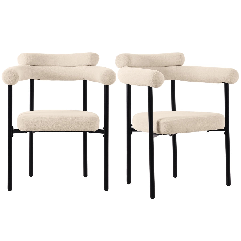 Sedia imbottita 70x62x84 cm con schienale ergonomico in velluto e ferro beige