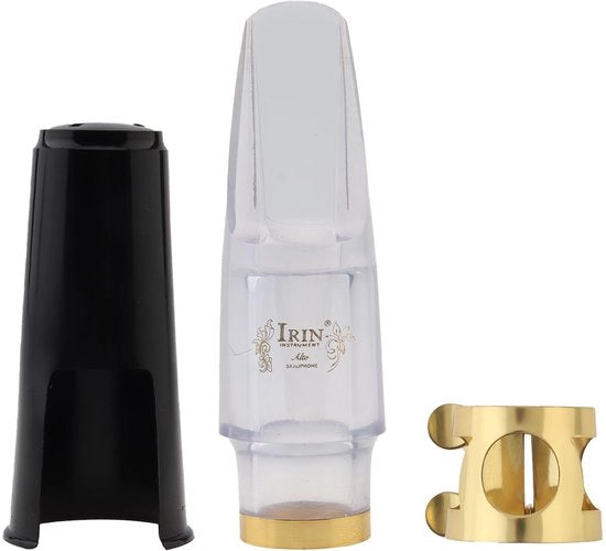 Accessori per Sassofono - Kit Mondstello - Mondstello Transparente - Fissaggio - Cappuccio in Plastica - Fusto in Ottone dorato - Misura Universale - Accessori per Sassofono