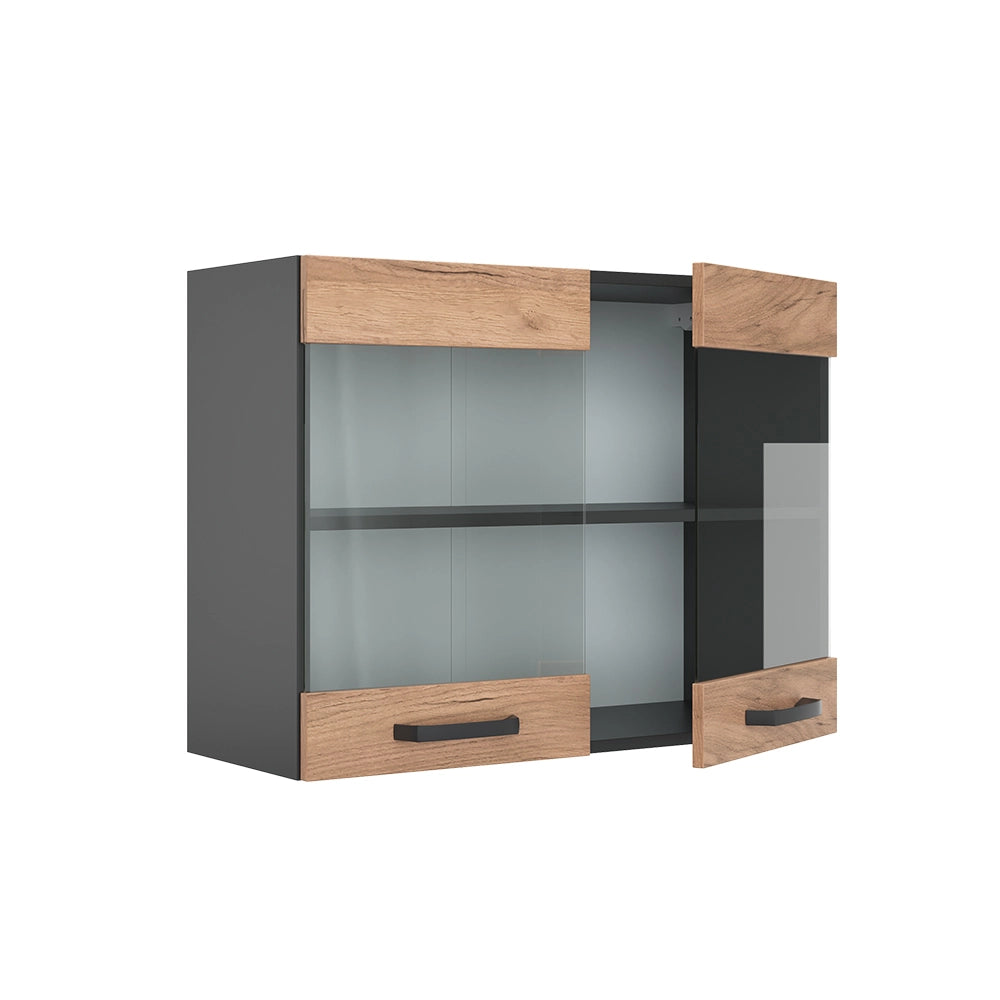 Vicco Mobile da cucina in vetro Quercia dorata 80 cm
