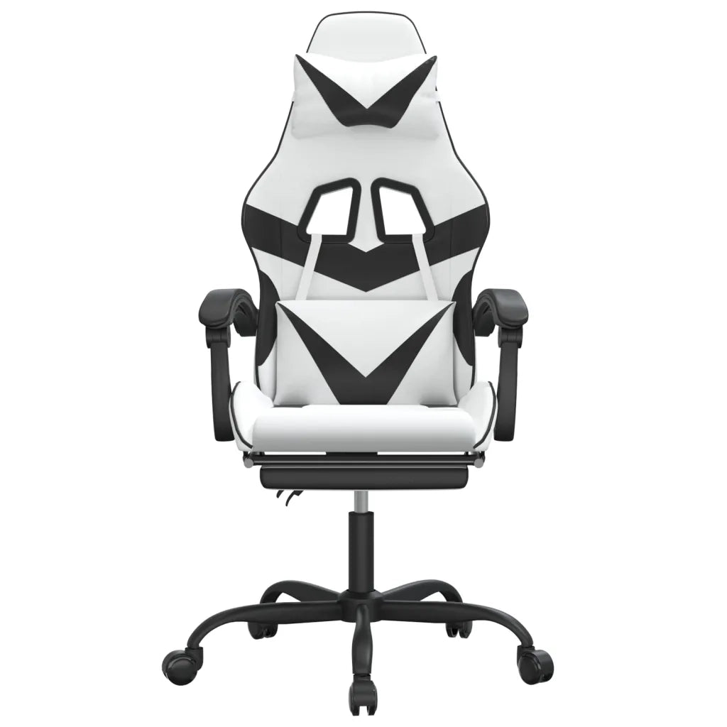 Sedia da Gaming Girevole Poggiapiedi Bianco e Nero Similpellecod mxl 78607