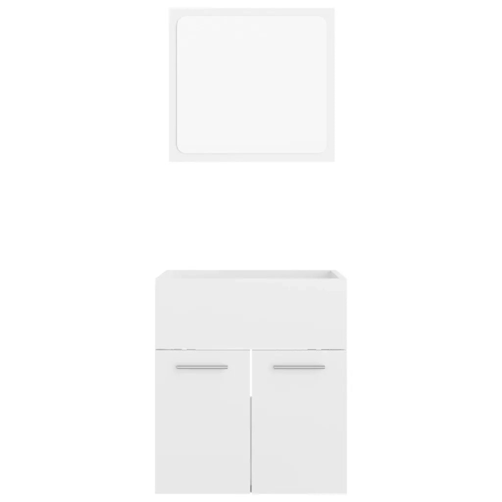Set Mobili da Bagno 2 pz Bianco Lucido in Truciolato cod mxl 60668