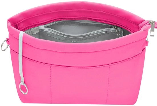 Organizzatore di Tasca in Tasca con Borse Interne per Borse da Mano con Cinturino per Chiavi, Rosa, Grande