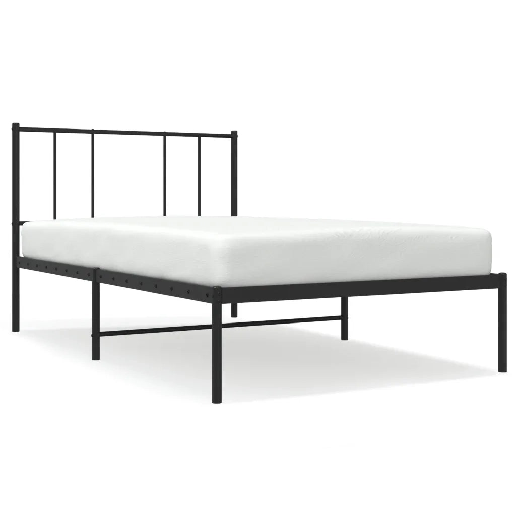 Letto singolo | Letto per adulti | Giroletto con Testiera Metallo Nero 100x200 cm