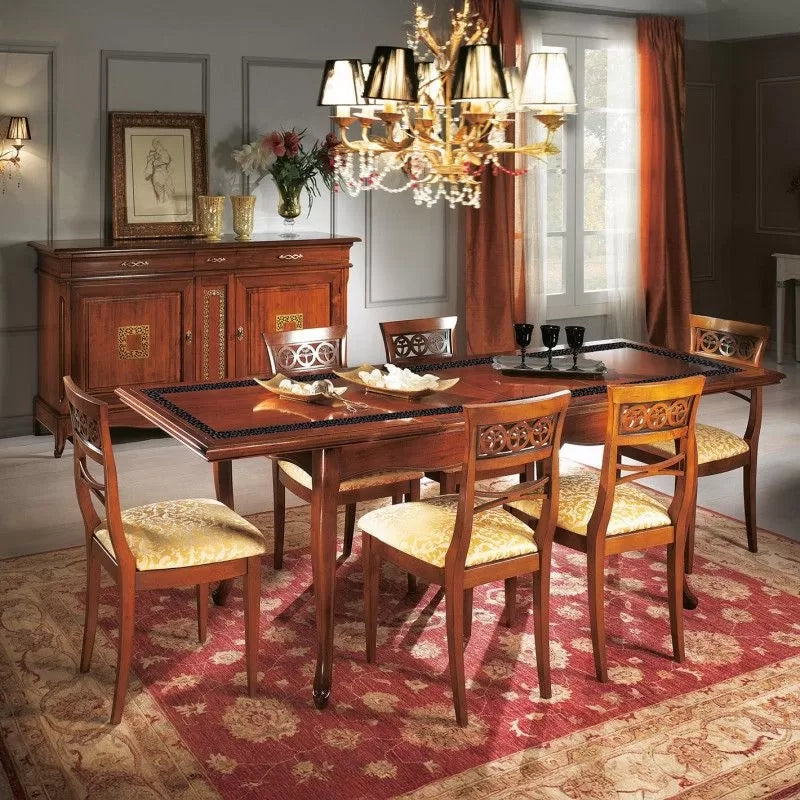 Soggiorno completo classico in legno noce bassano oro - Mobili 2G