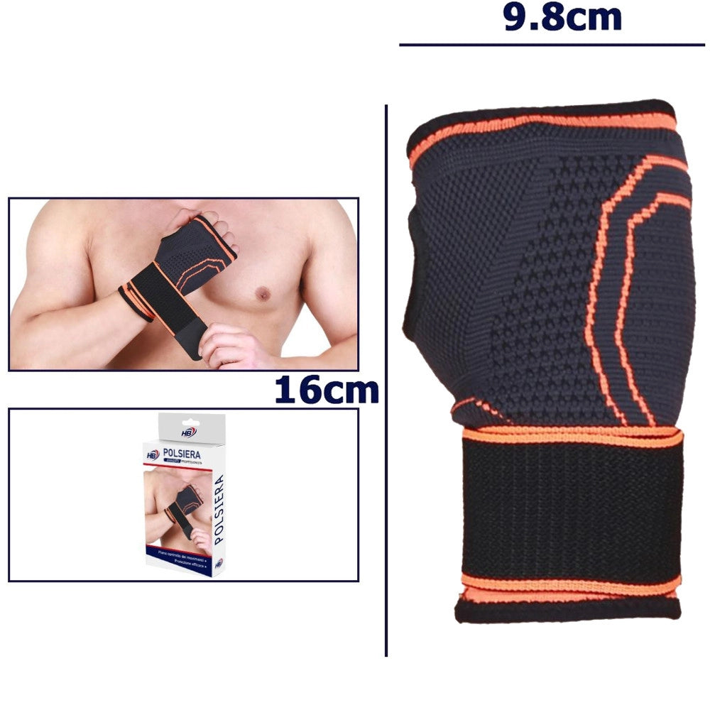 Trade Shop - Coppia Polsiera Fascia Elastica Supporto Per Polso Sport Protezione Arancione -