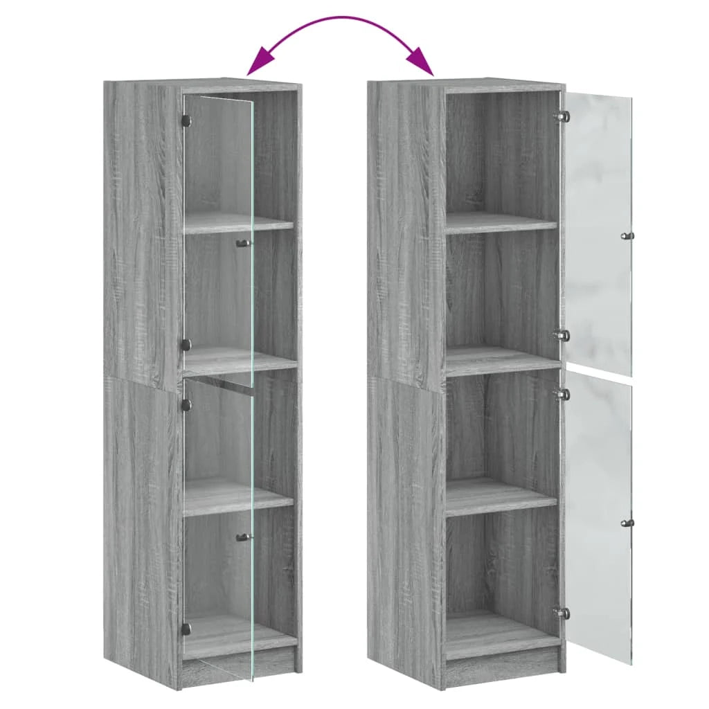 Buffet credenza cassettiera mobiletto mobile contenitore organizer per cucina soggiorno salotto con ante in vetro Sonoma 35 x 37 x 142 cm grigio 02_0030126