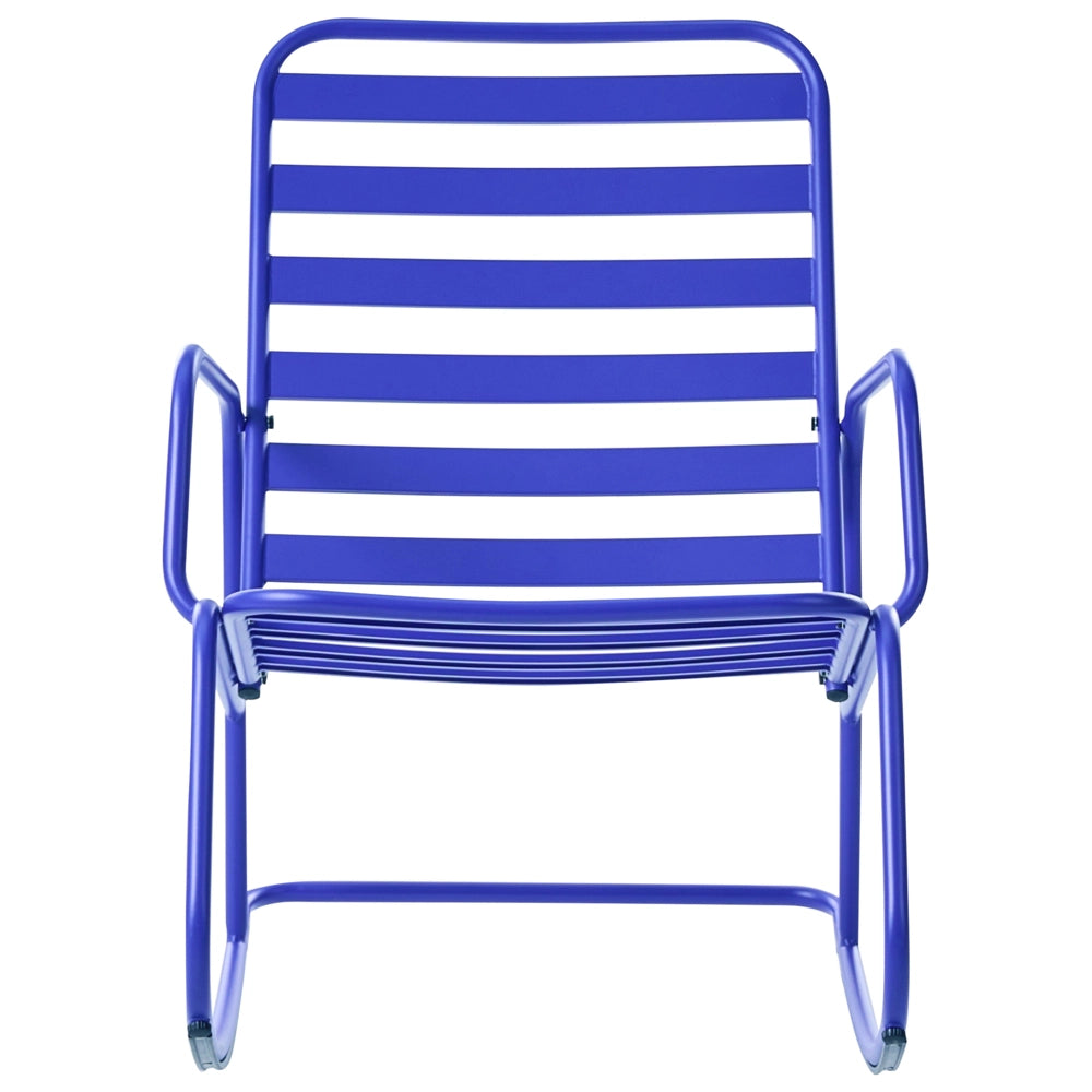 Sedia a dondolo da giardino blu alluminio a doghe Design moderno per esterni