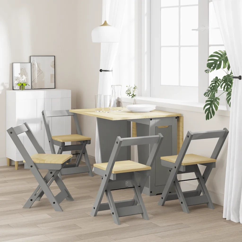 vidaXL Sedie da Pranzo Pieghevoli 4 pz Corona Grigie in Legno di Pino