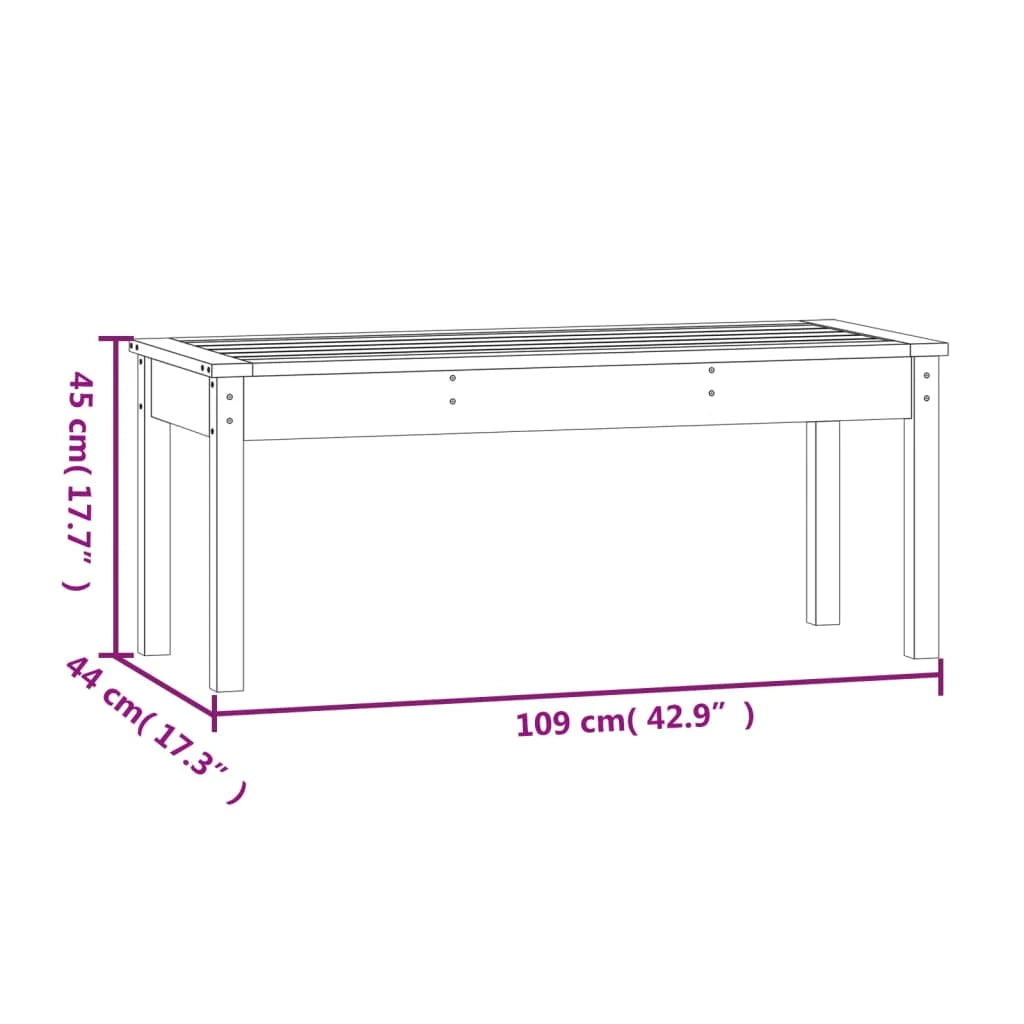 Panca da giardino mobili da esterno terrazza nera 109 x 44 x 45 cm legno massello di pino nero 02_0011750