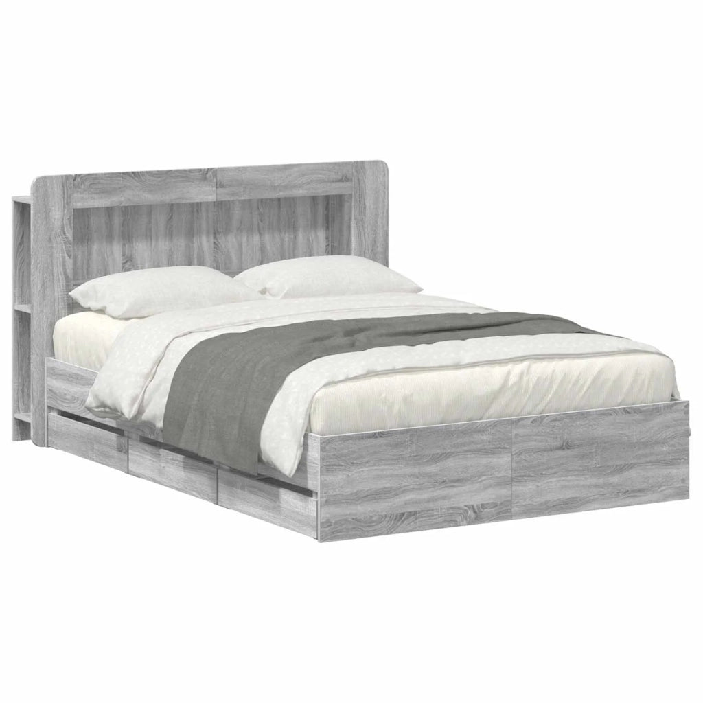 Struttura del letto con stoccaggio e testata Sonoma grigio 3434054