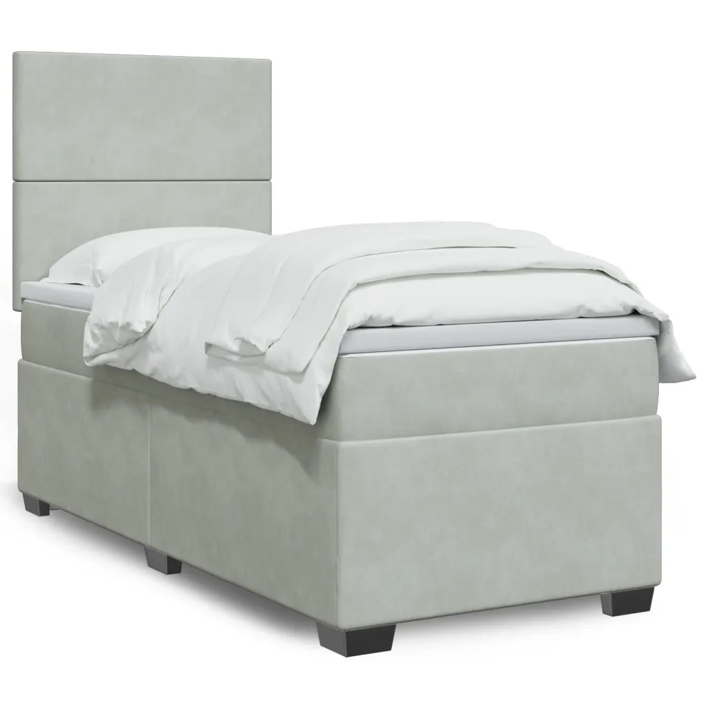 Giroletto a Molle con Materasso Grigio Chiaro 80x200 cm Velluto