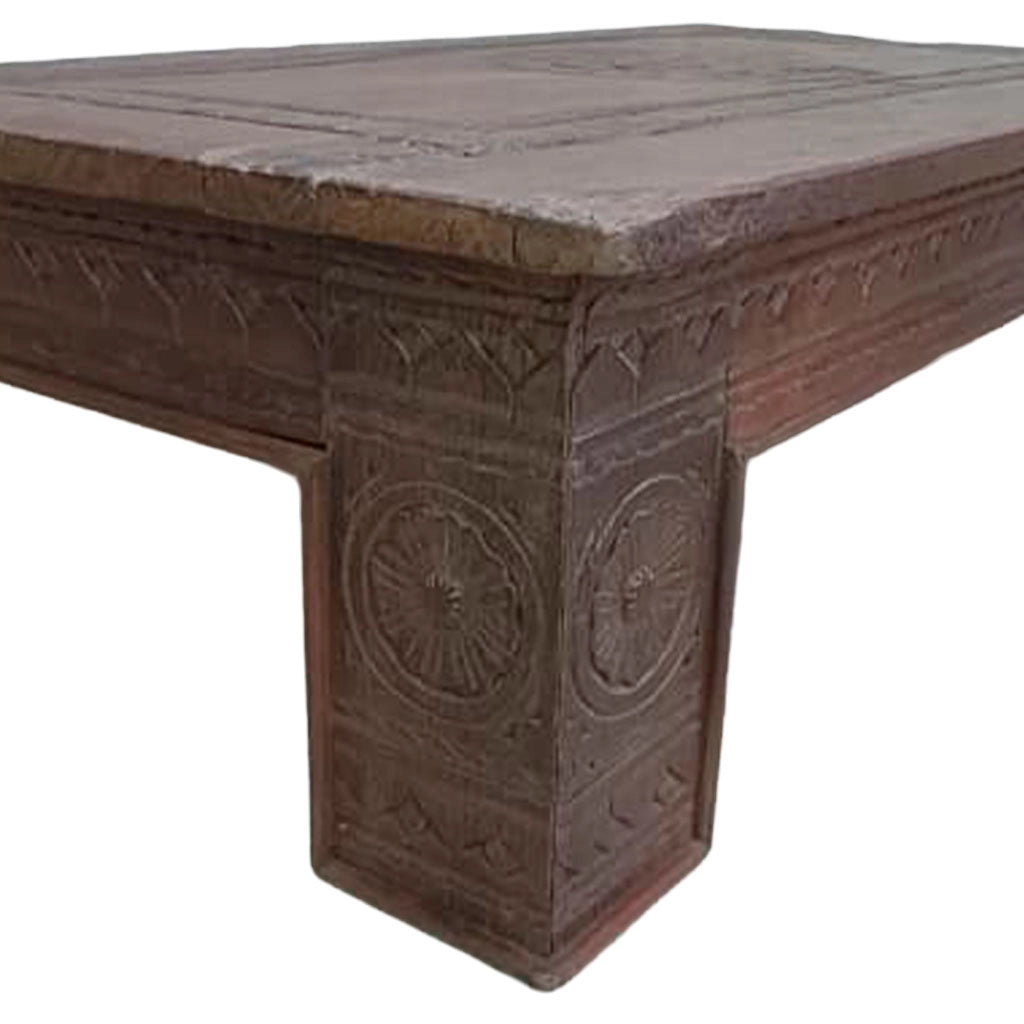 Tavolino in legno artigianale marrone 147x81x37h cm