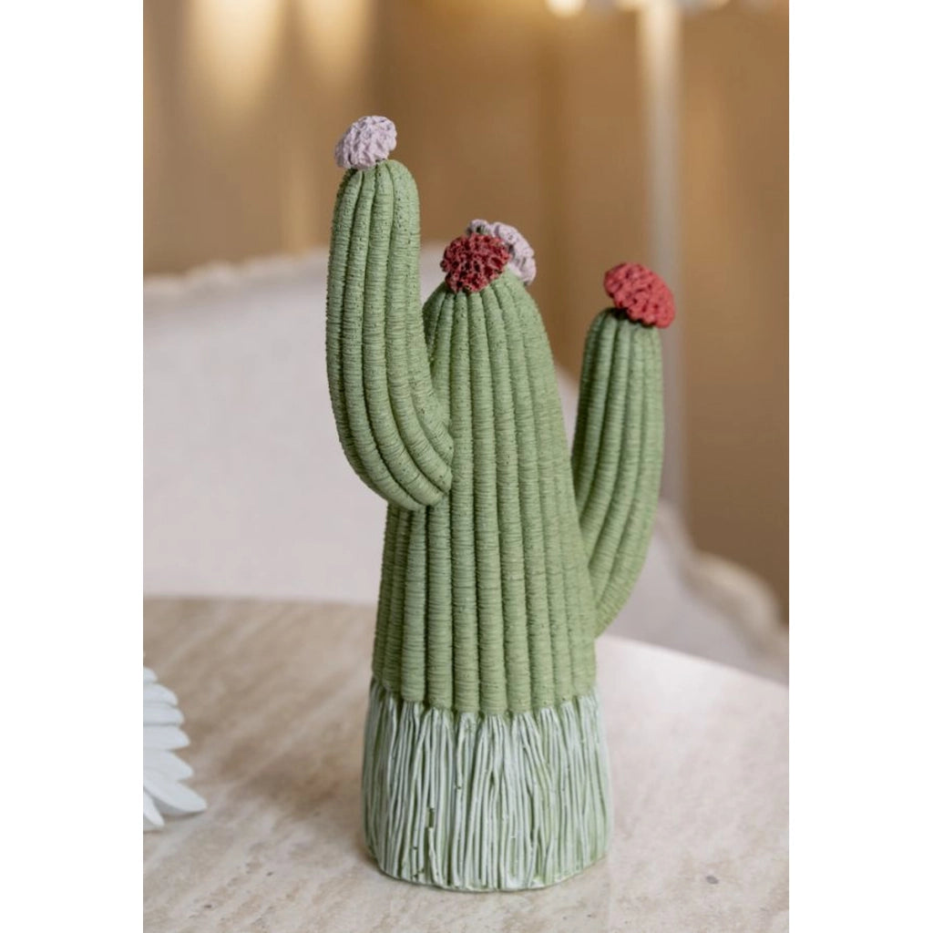 Scultura Cactus 2, Multicolore, Poliresina, 10,5x6,5x20,5 cm