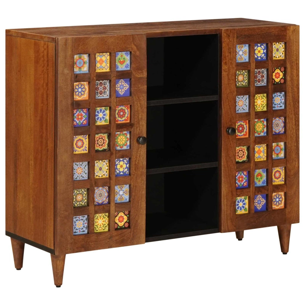 Credenza | Madia | Buffet da pranzo | Armadio da pranzo Noce 90 x 33,5 x 75 cm Legno di mango massello