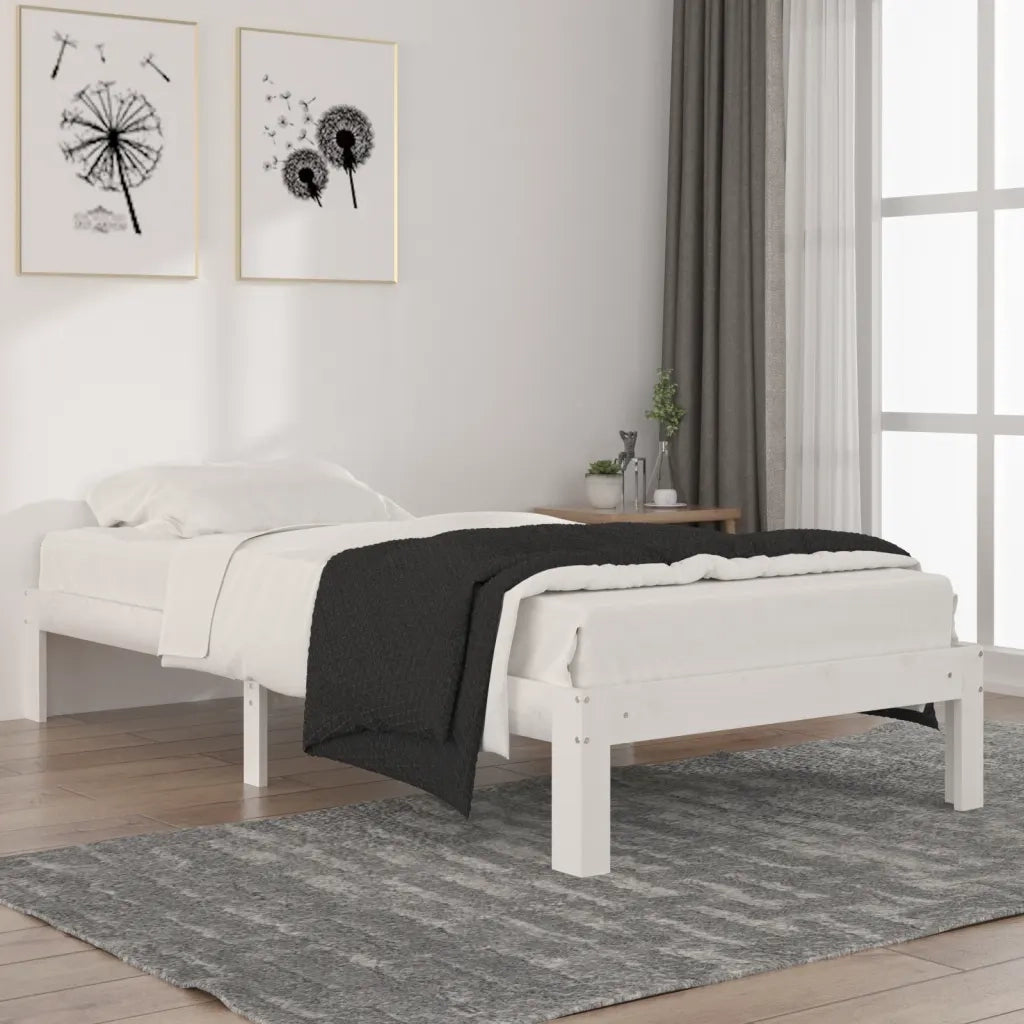 Giroletto-Struttura Letto Bianco in Legno Massello di Pino 90x200 cm 885247