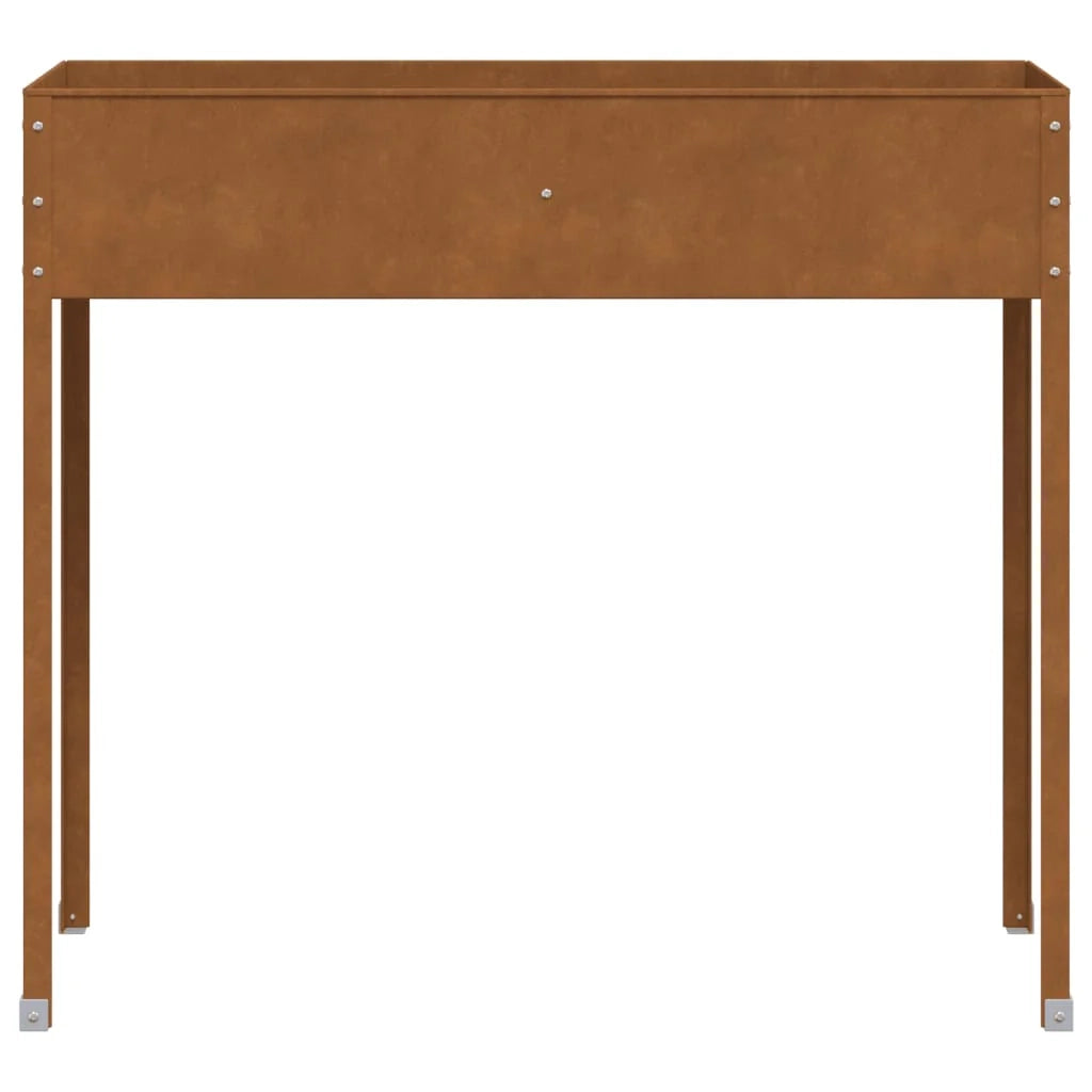 Fioriera rialzata per piante e fiori terrazza giardino 100,5 x 40,5 x 90 cm acciaio resistente alle intemperie marrone 02_0037291