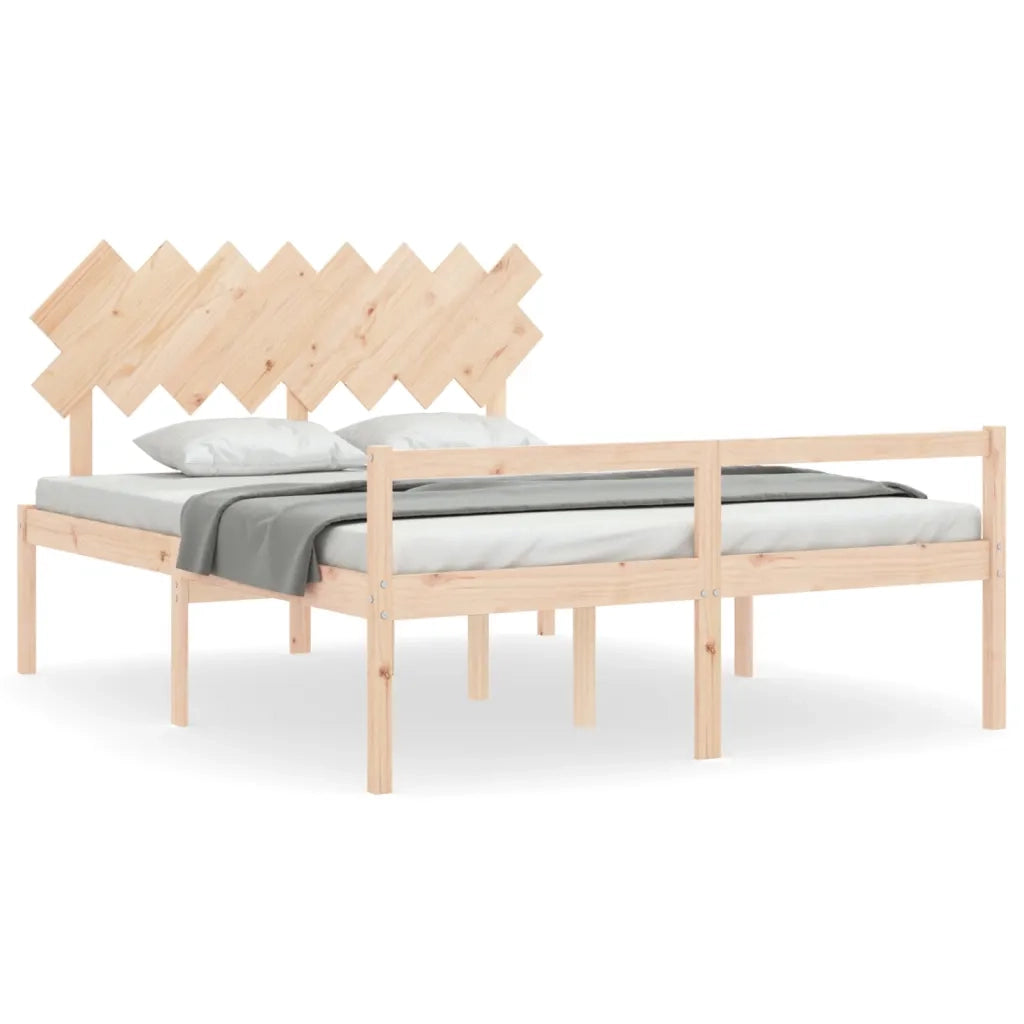Letto per Anziani con Testiera 160x200 cm in Legno Massello 3195556