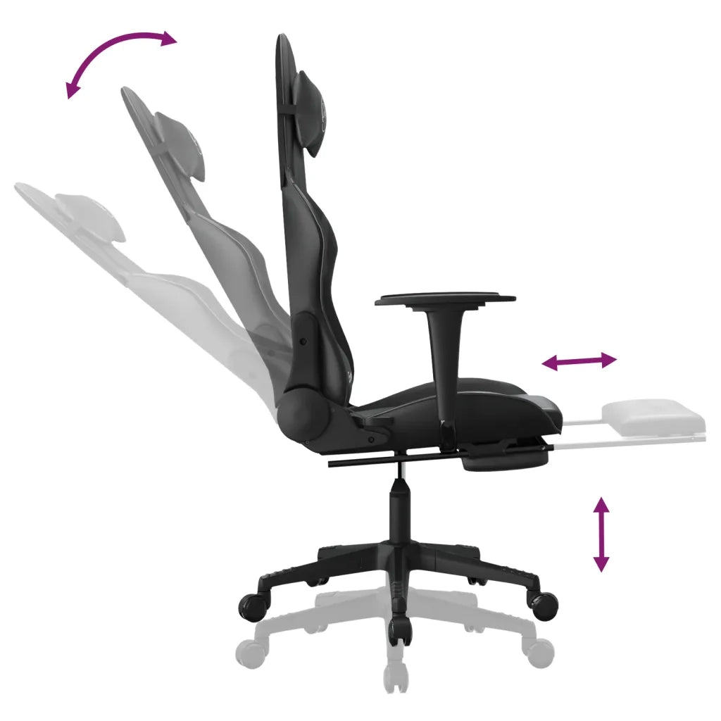 Sedia da Gaming con Poggiapiedi Nero in Similpelle cod mxl 61982
