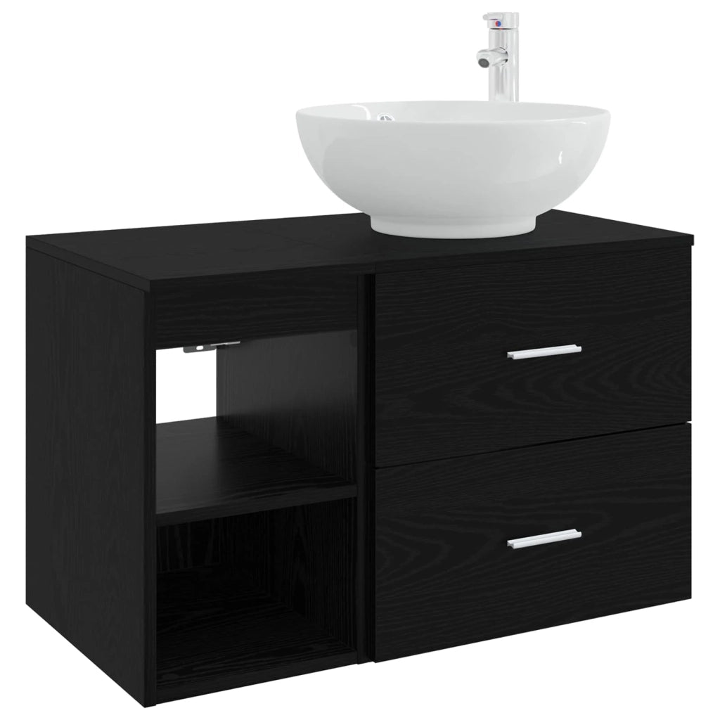 Set di mobili per il bagno 2 pcs Rovere Nero 3403913