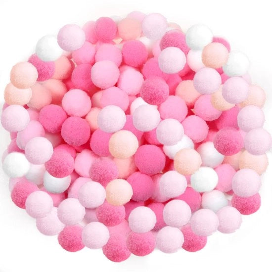 Pomponi 300 pezzi - Serie Rosa - 25mm - Artigianato DIY - Decorazioni per Feste - Arte e Artigianato - Forma Completa e Elasticità - Pomponi da Ricamo