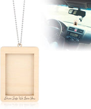 Supporto per foto appeso al soffitto - Decorazione auto in legno - 9,9x6,8cm - Piccola struttura di supporto per auto - Ideale per la decorazione dell'abitacolo