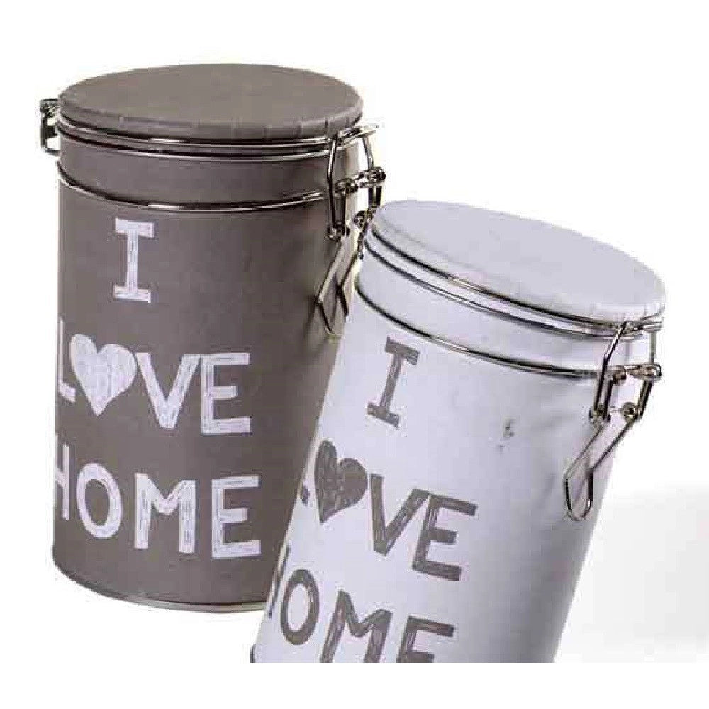 Trade Shop - Contenitore In Latta Ermetica Cucina Tonda Colori Ass I Love Home 11x20cm 710537 -
