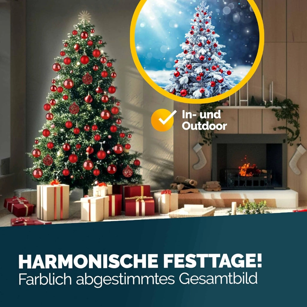 Deuba® Palline per Albero di Natale Set 100pz Lucide Opache Palle Natalizie Ø 3/4/6 cm Decorazioni Addobbi Natalizi