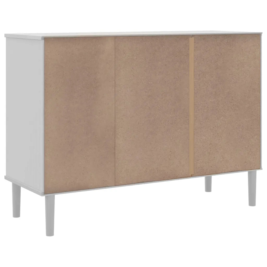 Credenza | Madia | Buffet da pranzo | Armadio da pranzo SENJA Aspetto Rattan Bianco 112x40x80 cm Massello Pino