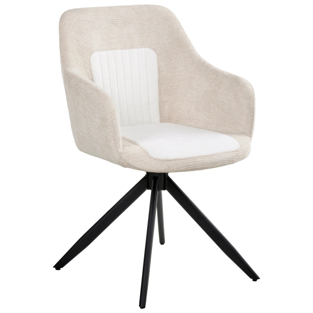 Set di 2 sedie da pranzo girevoli Rivestimento in ecopelle beige chiaro Base con gambe in metallo Sala da pranzo