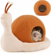 Cuccia per Gatti da Interno, Cuccia a Forma di Chiocciola per Gattini con Cuscino Rimovibile e Lavabile, Peluche Morbido e Fondo Antiscivolo, Letto Chiuso per Cani Piccoli e Gatti