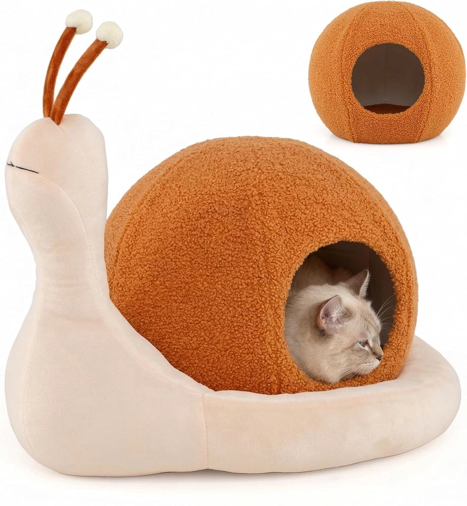 Cuccia per Gatti da Interno, Cuccia a Forma di Chiocciola per Gattini con Cuscino Rimovibile e Lavabile, Peluche Morbido e Fondo Antiscivolo, Letto Chiuso per Cani Piccoli e Gatti