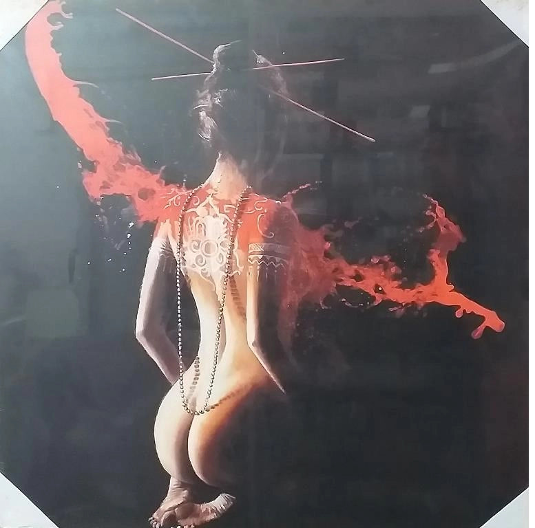 Quadro da Parete Dipinto Medio Donna Tatuata con Collana 70 x 70 cm