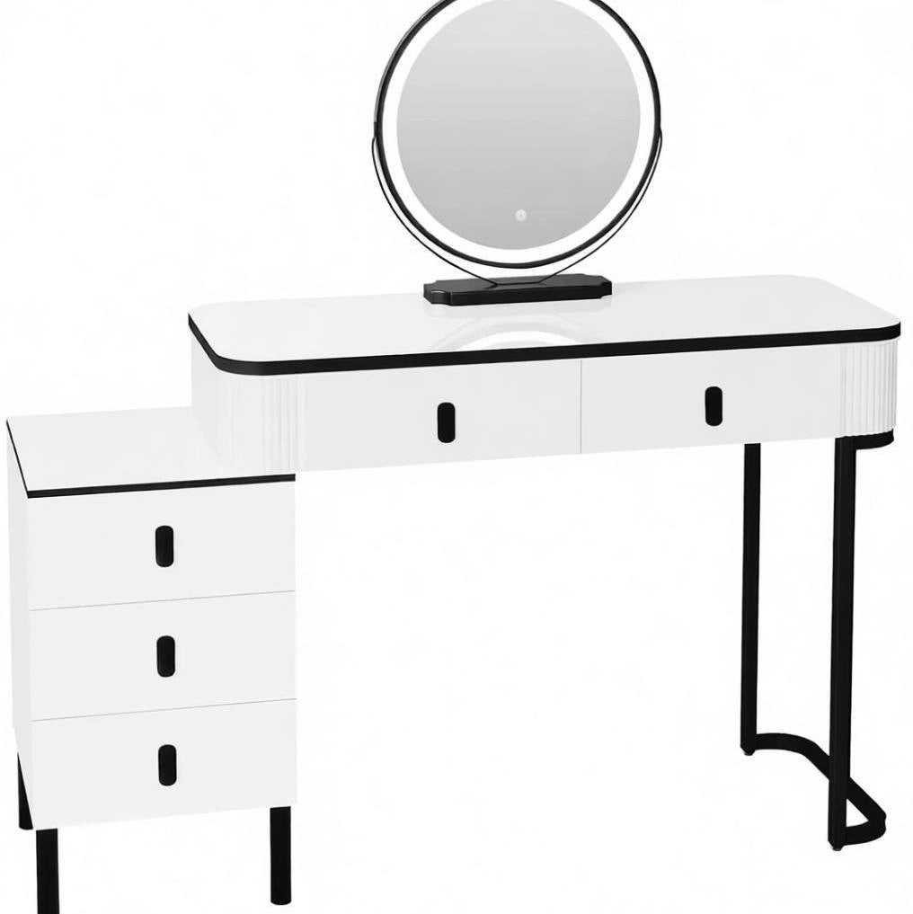 Toeletta 100 x 40 x 126 cm nera e bianca - specchio girevole a 360°