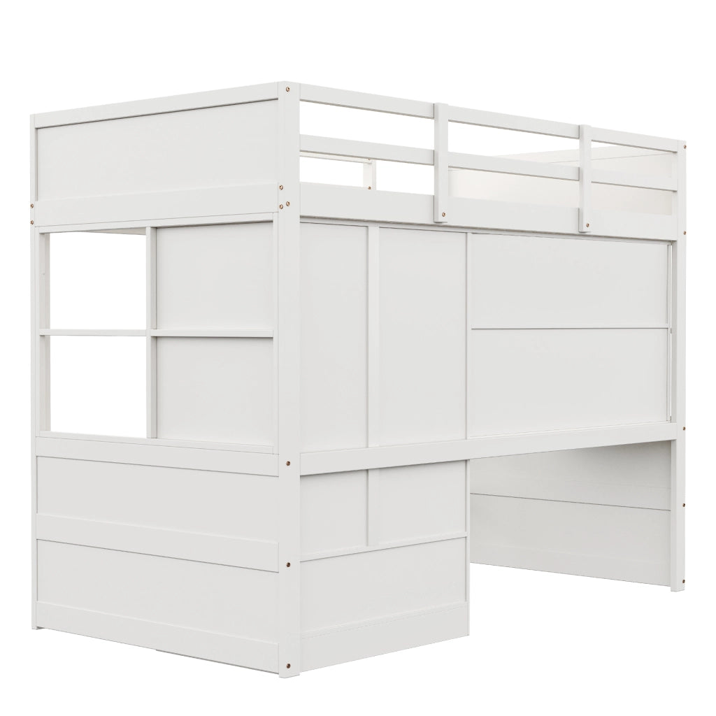 LETTO A CASTELLO 90 x 200 cm con scrivania, armadio e cassetti, bianco