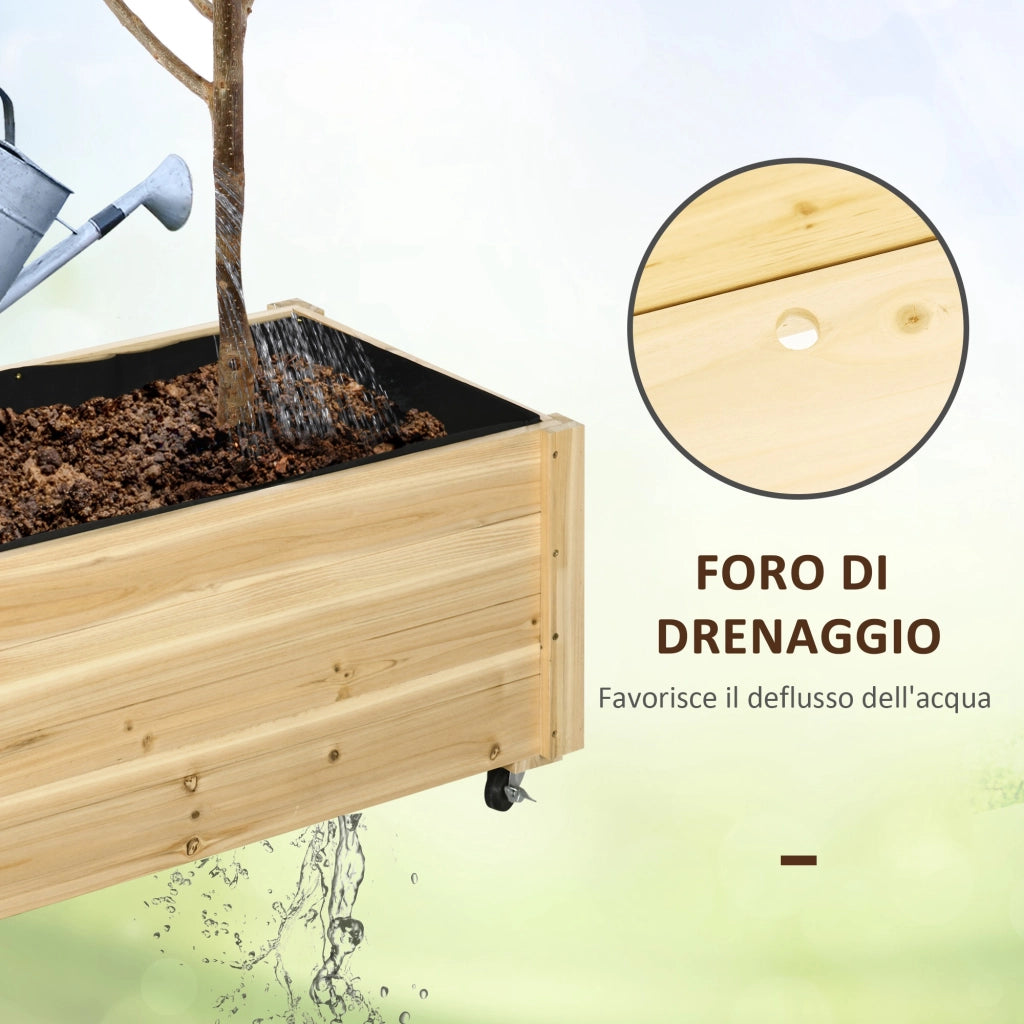 Fioriera da Giardino con Rotelle in Legno ¨C zephmum ¨C 89x48x47 cm