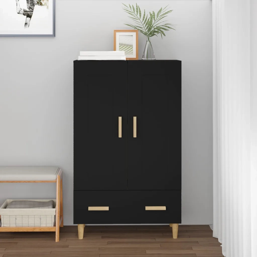 Credenza Nera 70x31x115 cm in Legno Multistrato 812565