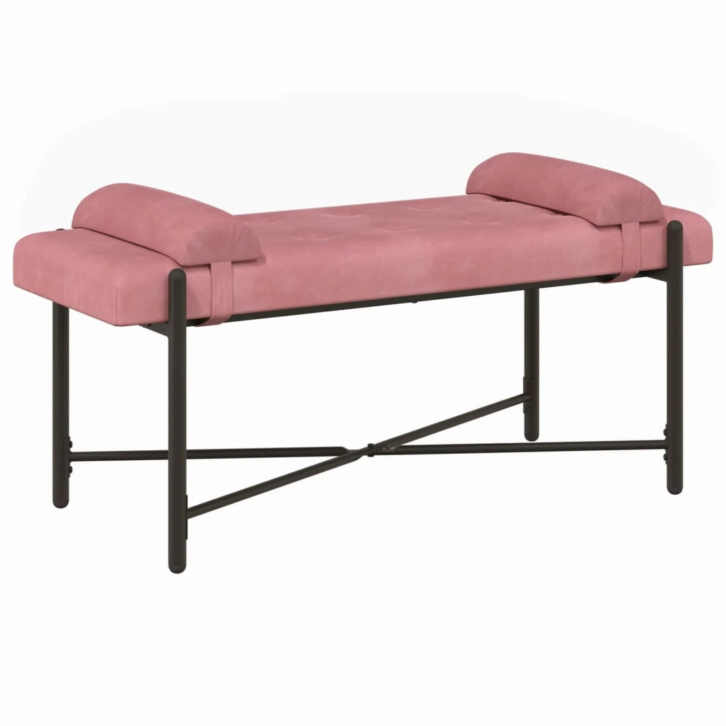 Panchina con bottoni e cuscini Rosa 110 x 40 x 46 cm Velluto 42038389