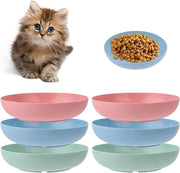 Set di Piatti per Gatti - 6 pezzi - Design Largo e Sottile - Prevenzione della Formazione di Peli di Snor - Adatto per Cibo Secco e Umido - Piatti per Acqua - 14,5 cm - Set di Piatti per Piccoli Animali - Adatto per Gatti con Zampe Corte - Uso Interno