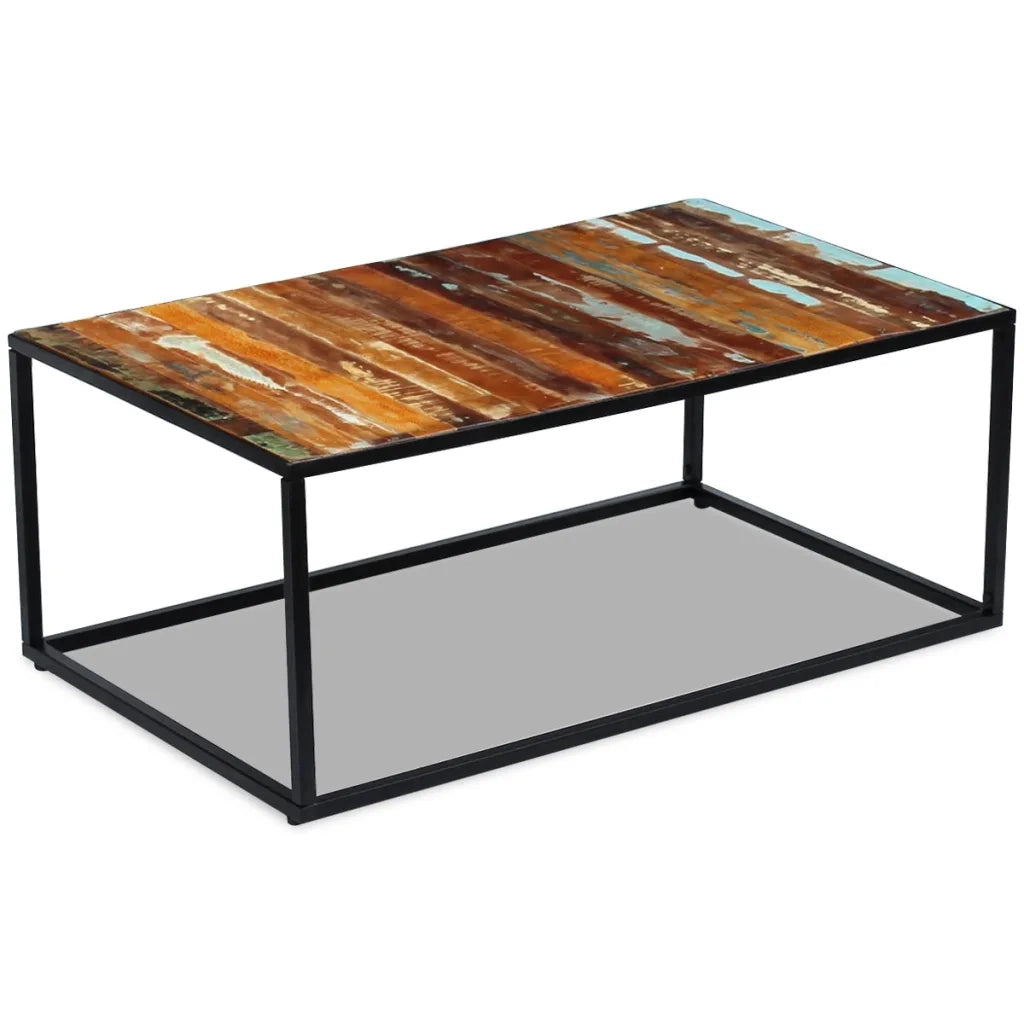 Tavolino da CaffÃ¨ in Legno Massello Recuperato 100x60x40 cm